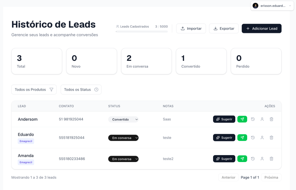 2. Selecione leads e ganhe scripts prontos